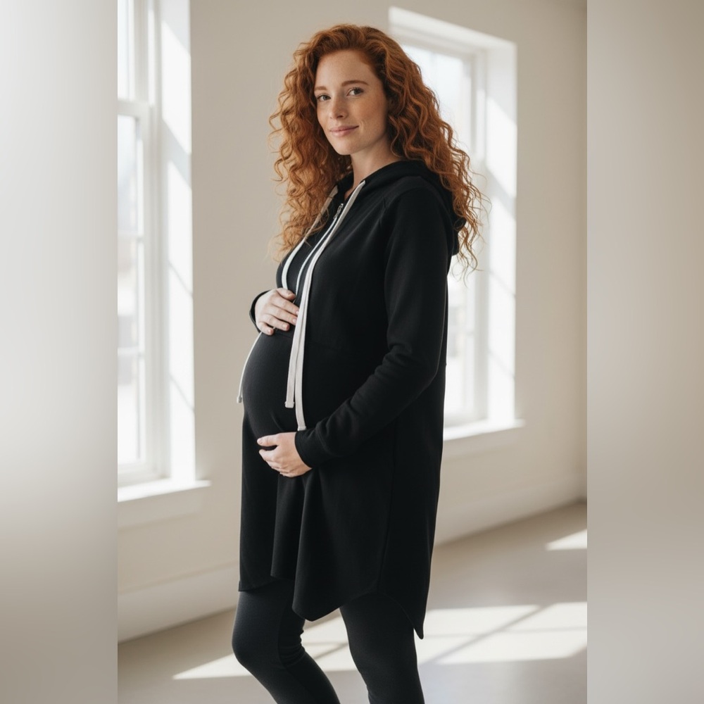 Women’s Black Maternity Hoodie